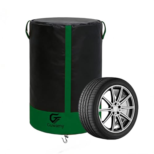 Waterproof Tire Storage Cover – Dust-Proof, Universal Tire Stack Cover for Up to 35" Diameter Tires | Black/Green Two-Tone Design - size: 35x49 in, style: Black+Green