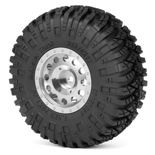MORLORDY 4Pcs 1.3" Wheels Tires Set for 1/18 1/24 RC Crawler Car SCX24 Ascent-18 TRX4M Upgrade Parts (Style B) - color: Style B