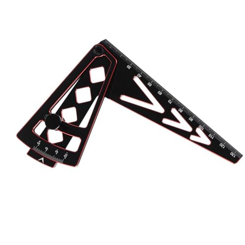 RC Car Camber Gauge Adjustable Wheel Rim Camber Gauge for 1/10 1/8 Trucks | Dual-purpose camber&height measurement, precision laser-etched scale, lightweight metal body, quick wheel alignment setup - color: Black+red