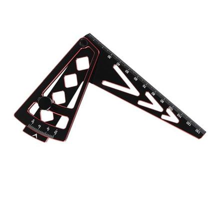 RC Car Camber Gauge Adjustable Wheel Rim Camber Gauge for 1/10 1/8 Trucks | Dual-purpose camber&height measurement, precision laser-etched scale, lightweight metal body, quick wheel alignment setup - color: Black+red
