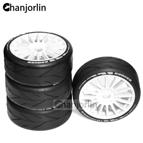 1/8 1/7 RC On Road Racing Rubber Tires OD 4.05" & Hard Plastic Street Wheels 17mm Hex for 1:8 1:7 Touring Rally Drift Car Tamiya HPI WR8 HSP ARRMA KM WRC C3 Kyosho GT2 Upgrade Part 4PCS