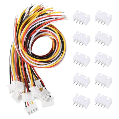 Alinan 20pcs JST-XH2.54mm 4 Pin Connector Kit, Included 10pcs Mini 4 Pin 26AWG Female Connector Plug with 200mm Cable Wire and 10pcs Micro 4Pin Male Connector Plug - color: 4Pin 26AWG 200mm Cable