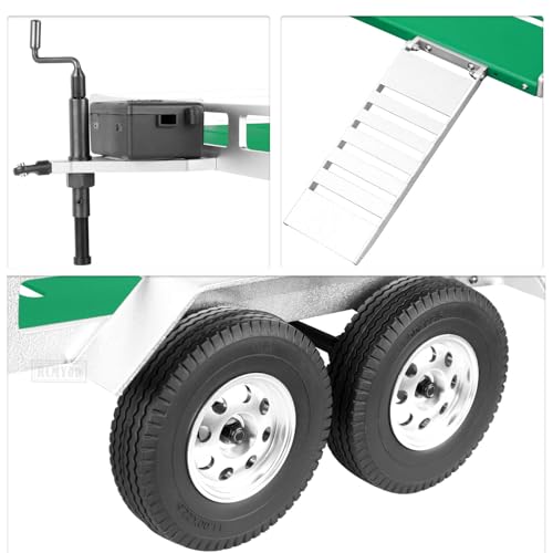 Aluminum RC Trailer for 1/10 1/8 RC Crawler TRX4 TRX6 Redca t Scout II Gen8 Tamiya Scx10 II D90 Wraith,RC Heavy Duty Truck and RC Rock Cars Trailer with RC Trailer Hook Coupler,Green - color: Green - (Aluminum Rc Trailer)