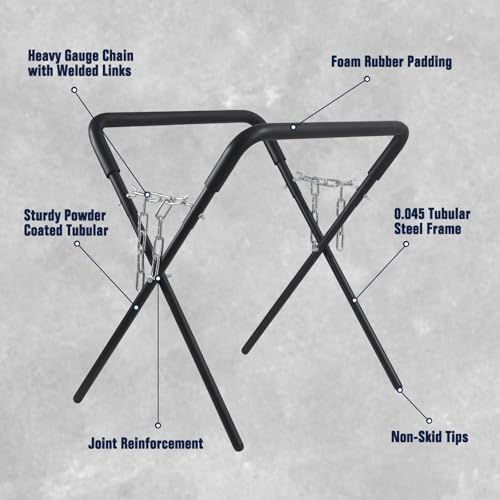 Folding Work Stand (1-Pack), 500-Pound Adjustable Folding Stand for Automotive Repair, Woodworking & Surfboards, Black