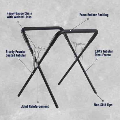 Folding Work Stand, Black, 1-Pack | 500-Pound Capacity, Adjustable, For Automotive Repair, Woodworking & Surfboards