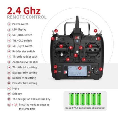CKYSCHN WLtoys K110S XK RC Helicopter Brushless 6CH for Adults, 6-Axis Gyro | 3D Inverted Flight Remote Control Helicopter, 2.4G RTF Fast RC Aircraft Outdoor Flying 3 Batteries