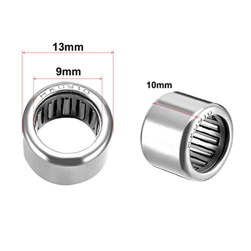 uxcell HK0910 Drawn Cup Needle Roller Bearings, Open End, 9mm Bore Dia, 13mm OD, 10mm Width (Pack of 10) - size: 9x13x10mm