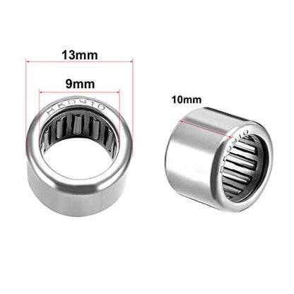 uxcell HK0910 Drawn Cup Needle Roller Bearings, Open End, 9mm Bore Dia, 13mm OD, 10mm Width (Pack of 10) - size: 9x13x10mm