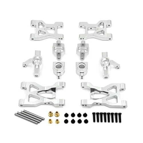 RC Steering Knuckle Block for WLtoys 104072 1/10 Metal Front and Rear for Swing Arms Pull Rod Steering Cup C-for Seat Set RC Car Upgrade Accessories(Silver) - size: Silver