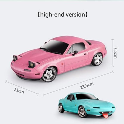 LD1804 RC Drift Car 1:18 Scale Mini MX-5 RWD 2.4GHz Miata RC Vehicles with Gyro and LED Lights for Adults Hobby Toys (Pink) - color: Pink