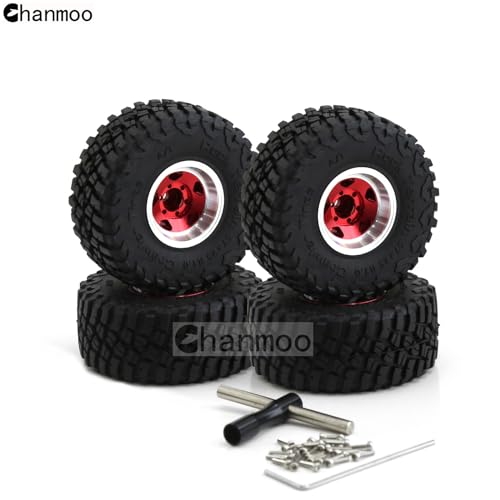 1.0 Beadlock Wheels and Tires 1/24 1/18 RC Mud Slingers Grappler Tyres for 1：24 1:18 RC Scale Rock Crawler Car SCX24 FMS FCX24 TRX4M Axial AX24 90081 Gladiator Bronco C10 4PCS (Bronze) - color: Bronze