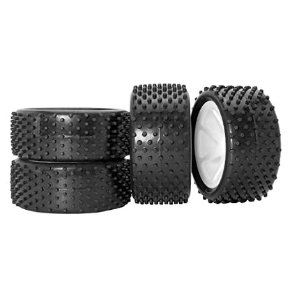 12mm Hex RC Wheels and Tires for 1/14 1/16 Hyper Go H14BM H16BM Tires and Wheels for 1/10 Traxxas Bandit Tires and Wheels for Losi Mini-T 2.0 2WD WLtoys 144001 Tires and Wheels Preglued 4PC