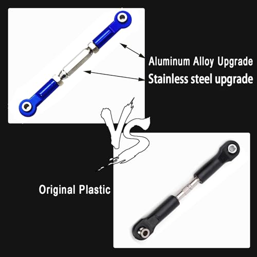 Adjustable Stainless Steel Turnbuckles Set/Camber Links with Rod Ends Set for 1/10 Traxxas Slash 4X4 2WD /Rustler 2WD 4X4/Hoss 2WD 4X4/ Stampede 2WD 4X4/Bandit 2WD 4X4/ Upgrades Parts(Navy Blue)
