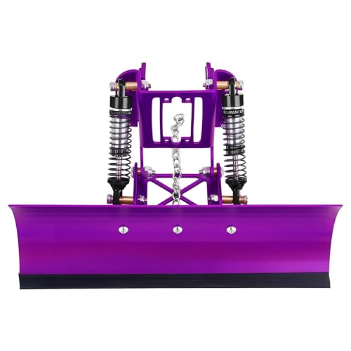 RC Snow Plow for TRX4M & SCX24, Adjustable Aluminum 1/18 1/24 RC Crawler Plow, Servo Operated Snow & Sand Shovel Upgrade, CNC Metal RC Plow Truck Accessory (Purple) - color: Purple