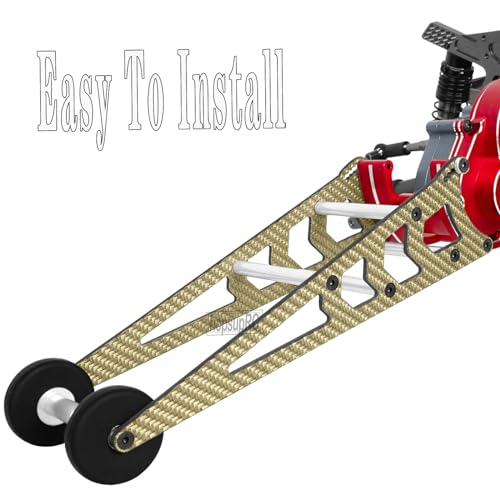 RC Carbon Adjustable Wheelie Bar Kit Tail Wheel Head up Wheel Upgrades Part for 1/10 Slash,Rustler,Bandit,Stampede VXL 2WD,Carbon Adjustable Wheelie Bar w/Mount Hops Up,Golden - color: Golden（upgrades Part）