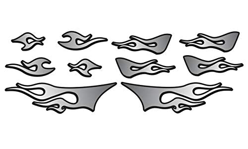 RC car Truck - Tribal Flames - 10pc Body Decal kit - Universal for Arrma Losi HPI Axial Traxxas Redcat Tekno 1/10 1/8 Scale Rock Crawler Stickers (Grey) - color: Grey