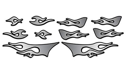 RC car Truck - Tribal Flames - 10pc Body Decal kit - Universal for Arrma Losi HPI Axial Traxxas Redcat Tekno 1/10 1/8 Scale Rock Crawler Stickers (Grey) - color: Grey