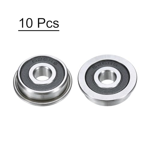 uxcell F626-2RS Flanged Ball Bearing 6x19x6mm Double Sealed Chrome Steel Flange Bearings, 10pcs - size: F626-2RS