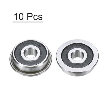 uxcell F626-2RS Flanged Ball Bearing 6x19x6mm Double Sealed Chrome Steel Flange Bearings, 10pcs - size: F626-2RS
