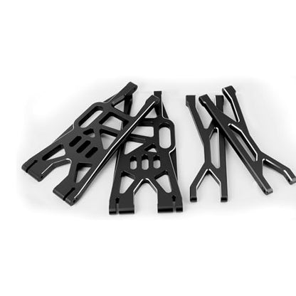 Aluminum Front Upper & Lower Suspension Arms Upgrades Set for 1/5 X-Maxx XMaxx RC Car (Black) - color: Black