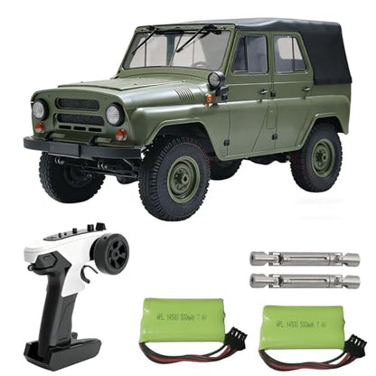 YUCT WPL C94 RC Crawler 1/12 Military RC Truck | 4WD 2.4Ghz Off-Road Vehicle with Two Batteries & Metal Drive Shaft (Green)