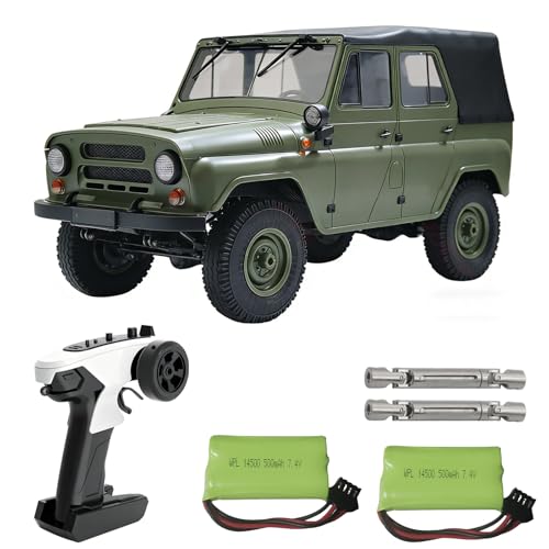 YUCT WPL C94 RC Crawler 1/12 Military RC Truck | 4WD 2.4Ghz Off-Road Vehicle with Two Batteries & Metal Drive Shaft (Green)