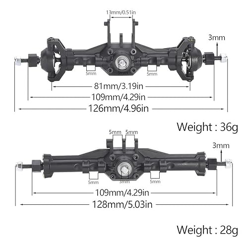 TRX4M Axles Complete Set- TRX4M Front & Rear Straight Axle Assembly Direct Fit for TRX-4M 1/18 RC Crawler (Fits Bronco/F150) - OEM Replacement & Upgrade Parts (Differential Cover-1) - style: Differential cover-1