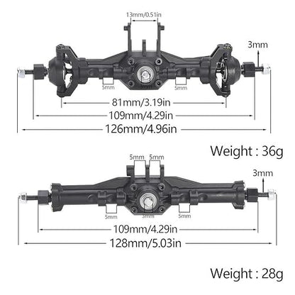 TRX4M Axles Complete Set- TRX4M Front & Rear Straight Axle Assembly Direct Fit for TRX-4M 1/18 RC Crawler (Fits Bronco/F150) - OEM Replacement & Upgrade Parts (Differential Cover-1) - style: Differential cover-1