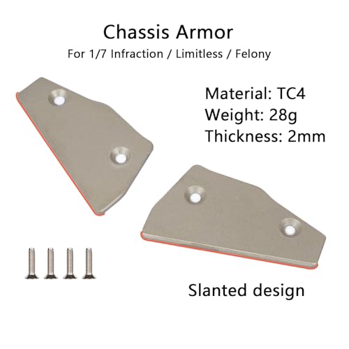 Titanium Sparking Skid Plate Guard for Arrma 6S 1/7 Infraction/Limitless/Felony | 2mm Thick Chassis Armor Undershield Protector,Skid Plate Protect Chassis Upgrade Part Bottom Cover-Titanium A - color: 6s 1/7 Infraction/Limitlessv1/Felony-titanium a