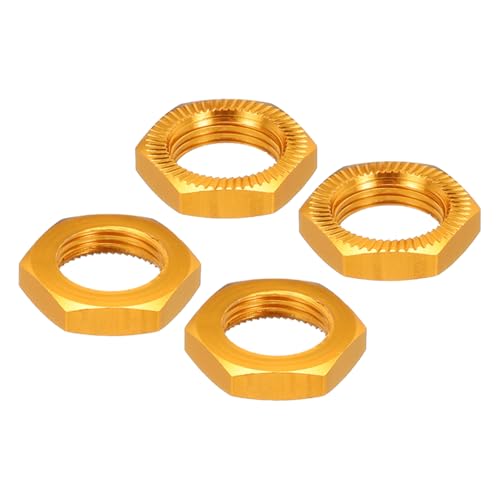 MECCANIXITY Aluminum 17mm RC Wheel Nut Thread M12x1.0mm Hex Wheel Nuts RC Wheel Nut for 1/8 RC Model Car Trucks Off Road Car Upgraded Parts Pack of 4(Gold) - color: Gold