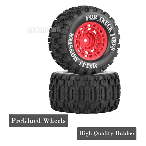 12mm Hex RC Wheel Tires for 1/16 Mini Maxx & Mini XRT,HSP 94186,E-Revo,L0 S1 1/18 Mini LMT RC Crawler Car Truck,RC Drift Wheels,Mini RC Truck Tires 4PCS,Red - color: Red - (12mm Hex Rc Wheel Tires)