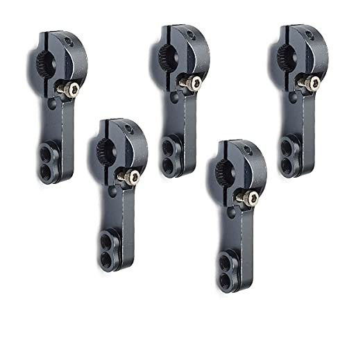 DEVMO 5PCS 25T Aluminum Servo Horns M3 Threads Metal Steering Arm for RC Car Truck Buggy Airplane,Gray