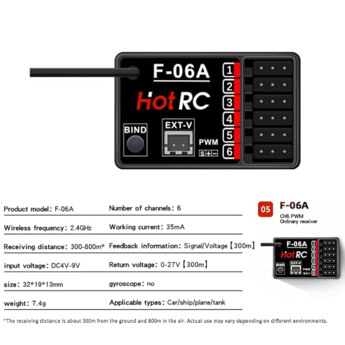 HOTRC DS-600 6CH 2.4G RC Transmitter w/ 6CH Receiver for Crawler Tank Boat | one-hand，cruise lock, tank mix, fail-safe