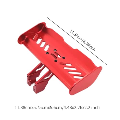 RC Tail Wing Aluminum Tail Wing Rear Spoiler Sturdy 1:14 1:12 Modification Tail Wing Bracket for 144001 124019 144016 4001R, Red - color: Red