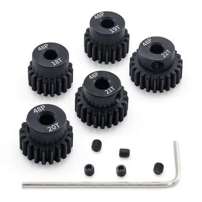 Surpass 48P Pinion Gear Set 3.175mm Shaft Hole 18T/19T/20T/21T/22T 48 Pitch Motor Gears for1/10 RC Car Upgrade Part with Screwdriver (5Pack) - size: 18T 19T 20T 21T 22T