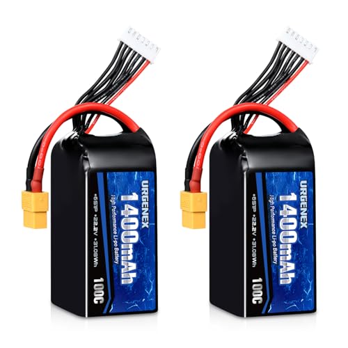 6S Lipo Battery 1400mAh 22.2V 100C with XT60 Plug Fit for FPV Drone Quadcopter Helicopter Airplane Rechargeable Racing Battery - style: 2PACK