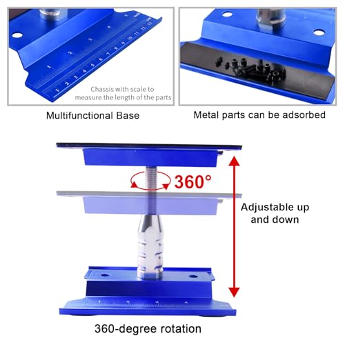 RC Hex Driver Set & RC Car Repair Work Stand Repair Tool Set 360 Degree Rotation for 1/8 1/10 1/12 1/16 1/18 RC Crawler Truck Buggy Rally (Blue) - color: Blue