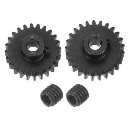 uxcell Mod 1.5 Pinion Gear Set 8mm Shaft 24T 25T Motor Gears Hardened Steel Pinion Gear for RC Car (2pcs) - size: Mod 1.5 x 8mm Shaft x 24T 25T Motor