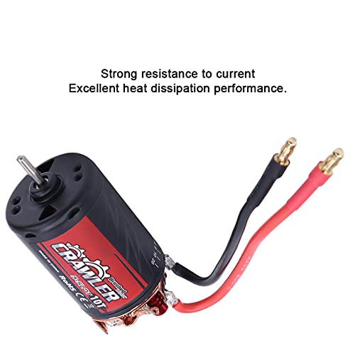 550 Brushed Motor High Power 5Slot RC Car Upgrade Part with Superior Heat Dissipation for 1/10 Scale RC Crawler Vehicle Black Red Metal Plastic Construction 215 Grams (10T) - size: 10T