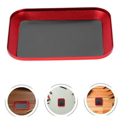 BETOOKY 2pcs Red Aluminum Alloy Magnetic Parts Tray Screw Storage Bowl for Small Metal Parts Rc Car Repair Tool Organizer Bolts Pins Washers Holder