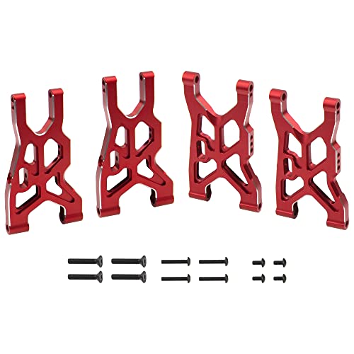 Metal Front & Rear Suspension Arms Set Upgrades Parts Compatible with Arrma 1/8 Infraction 4X4 MEGA/Vendetta 4X4 3S BLX RC Car (Red) - color: Red