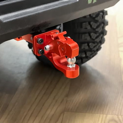 Aluminum Tow Trailer Hitch Shackle Hook for Axial SCX6 | 1/6 Scale Rear Bumper RC Crawler Upgrade,Red - color: Red