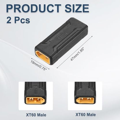 MECCANIXITY 2 Pack XT60 Adapter, XT60 Male to Male Wireless Adapter, XT60 Connectors Wireless for RC Models, FPV Monitor Power, Lipo Battery - style: XT60 Male and XT60 Male