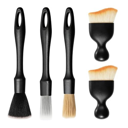 5PCS Car Detailing Brush Kit, Auto Cleaning Kit Includes 2 Vent Cleaners & 3 Ultra Soft No Scratch Boar Hair Brushes, Multi-Use Interior & Exterior Detailing Brush for Most Cars (Style A) - color: 5 PCS, Style A