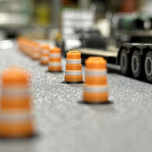 HO (1:87) Scale Commander-Style Traffic Barrels (24 Pack) – Modern Construction Drums for HO Model Railroads & Dioramas