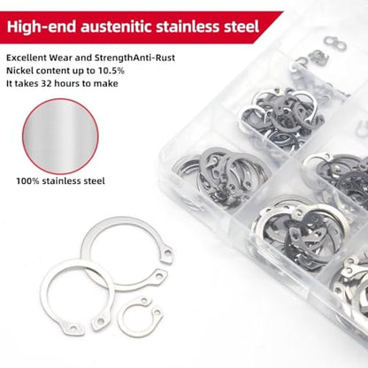 225Pcs External Retaining Rings Snap Rings Assortment Kit, 304 Stainless Steel External C-Clip Set, 15 Sizes Circlip Snap Rings M3 - M25 - size: 225pcs C-clip stainless steels