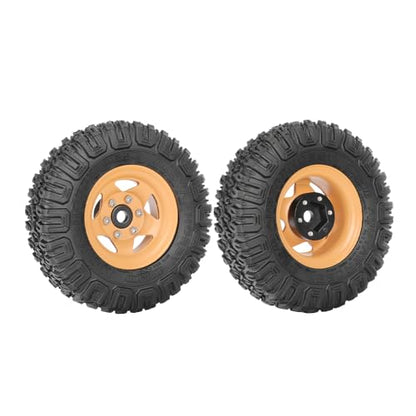 4PCS RC Car 1.55 Inch Tyres Aluminum Alloy Metal Beadlock Wheel Rim and Rubber Tires for 1/10 RC Crawler Car for Axial AX90069 D90 TF2 Tamiya CC01 LC70 MST JIMNY(85mm-5Spoke Yellow) - color: 85mm-5Spoke Yellow