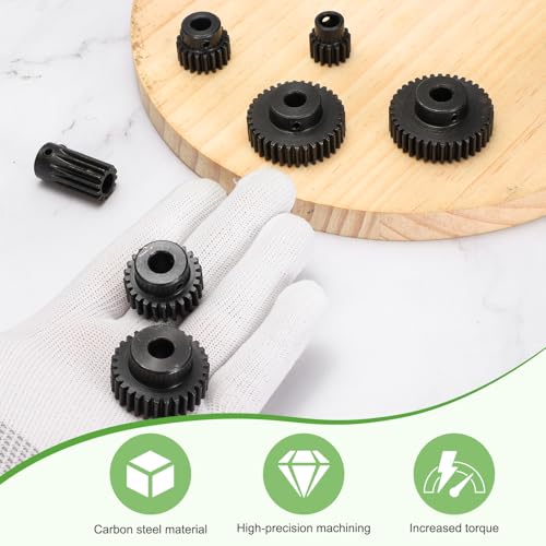 MECCANIXITY 1Pcs 1M 20T Steel Motor Pinion Gears, RC Motor Gears Fits 8mm Shaft Bore for RC Vehicles Truck Drift Remote Control Car Off-Road Crawler Parts, Black