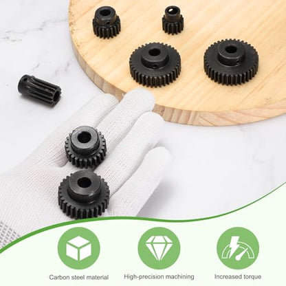 MECCANIXITY 1Pcs 1M 20T Steel Motor Pinion Gears, RC Motor Gears Fits 8mm Shaft Bore for RC Vehicles Truck Drift Remote Control Car Off-Road Crawler Parts, Black