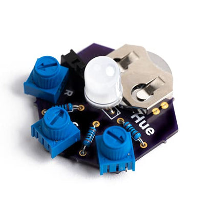 Hue Soldering Kit | DIY Electronics Projects for Beginners | Practice for Students, STEM Classes & Events | Science Project Electronic RGB LED Light Circuit Board with Battery - style: Individual Pack